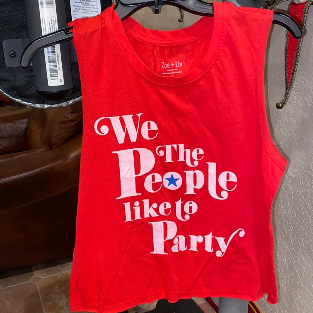 USA Patriotic bright red medium tank top
